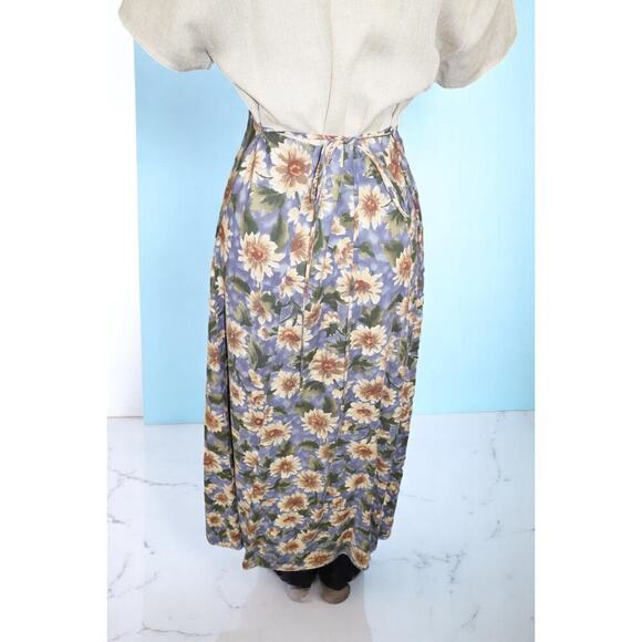 Vintage Frederick’s of Hollywood Linen Look Sunflower Floral Button Front Dress - Picture 9 of 14